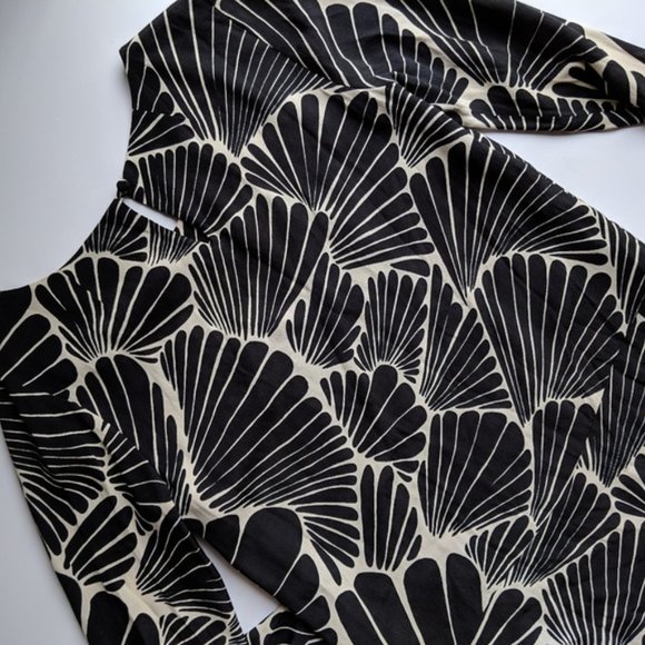 J. Crew black and tan pattern dress with 3/4 sleeves and pockets - Picture 5 of 10